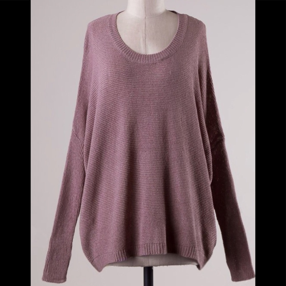 Comfy mauve purple pink soft sweater blouse top